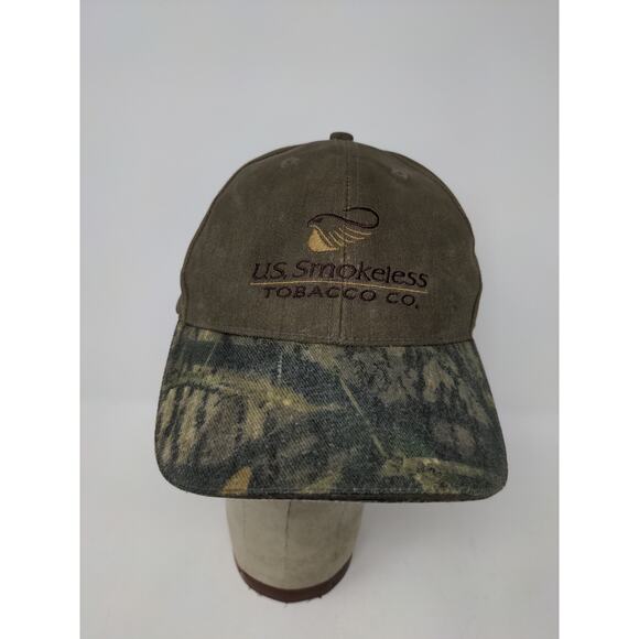 US Smokeless Tobacco Co Mossy Oak Camo Strapback Hat  Brown SEE DESC - Picture 2 of 10